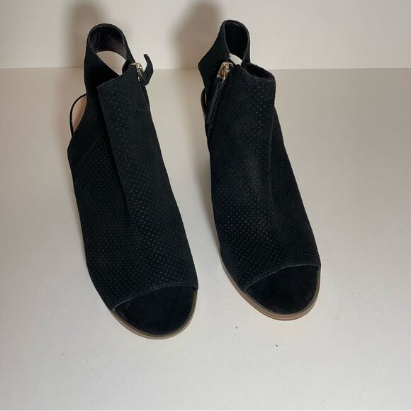 Aldo Black Suede Basket Weave Gold Zipper Peep Toe Sandal Size 9 NWT/NO BOX - Picture 3 of 14